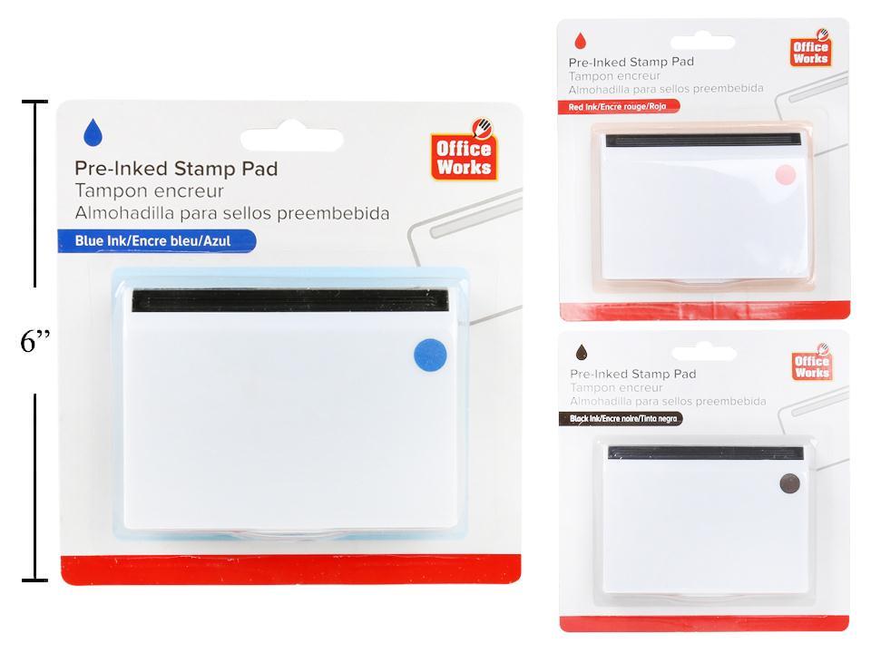 O.WKs. Pre-Inked Stamp Pad, 3 Col. 12 Blk, 8 Blue, 4 Red