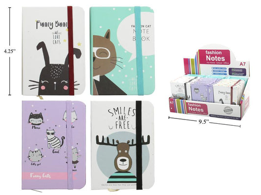 Animal Hard cover Notebook 7.5x10.5cm 80s,80g, 4 sty , 24/PDQ