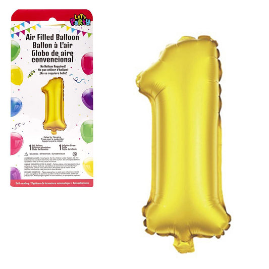 Let's Party "1" Gold Air Filled Balloon,14"