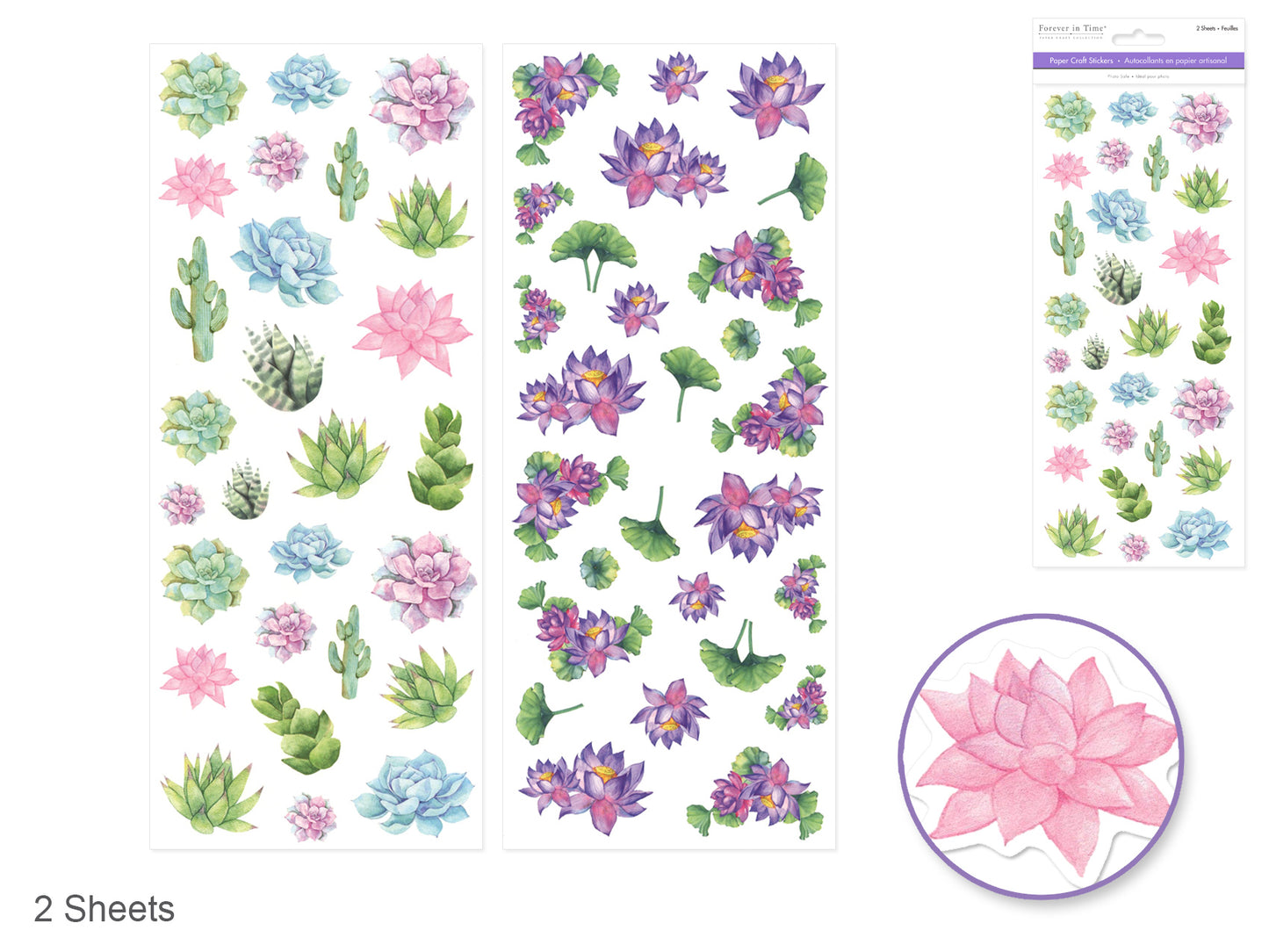 Paper Craft Sticker: 5"x12" 2-Sticker Themed Set F) Succulents (Copy)