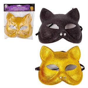 Party Gear  Glitter Cat Masquerade Mask, One Size, 2asst,