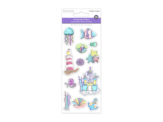 Handmade Sticker: 3D Glitter Cardstock Elements 250gsm A) Under The Sea