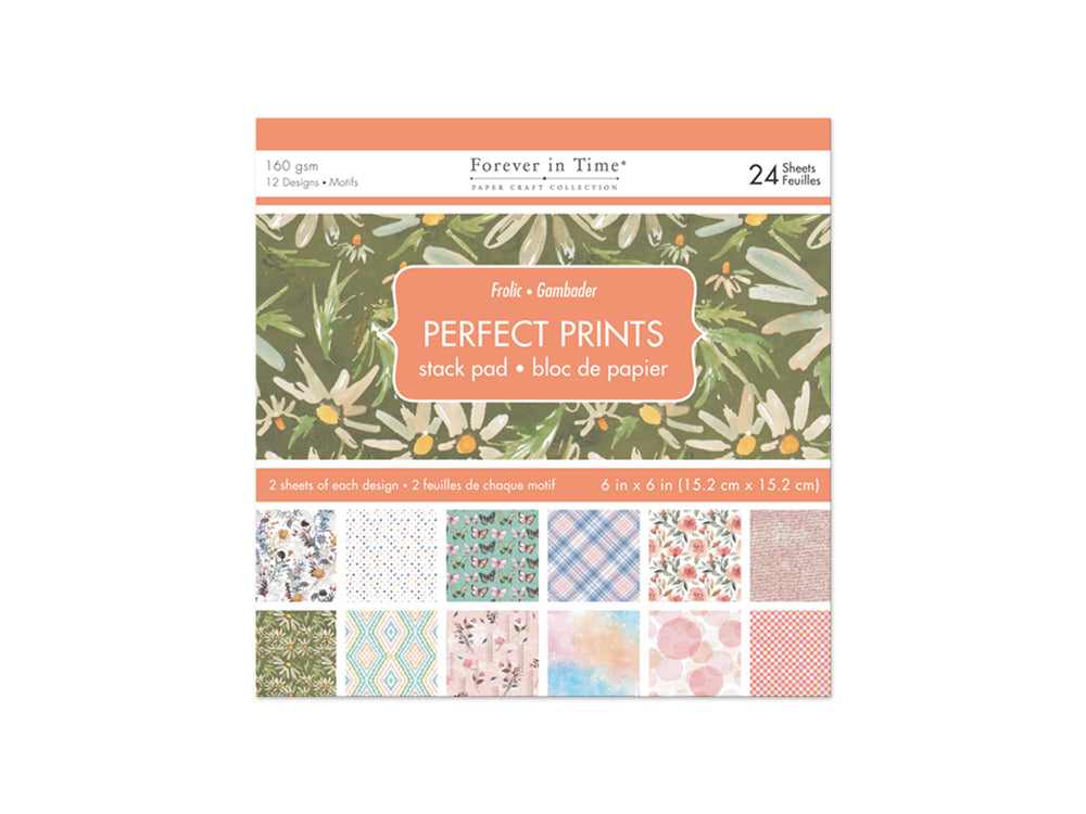 Paper Pads: 6"x6" Perfect Prints Stack Packs x24 Assorted R) Frolic