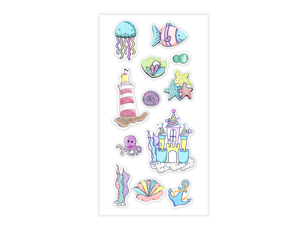Handmade Sticker: 3D Glitter Cardstock Elements 250gsm A) Under The Sea