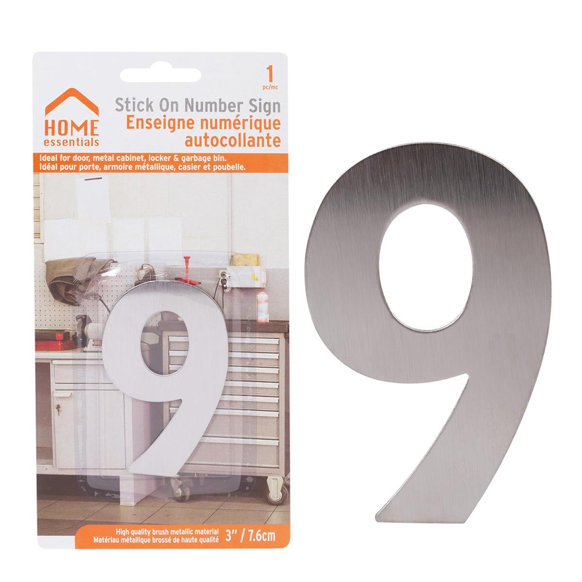 H.E. 3"#9 Adhesive Number Sign, SS  B/C