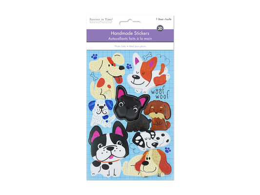 Handmade Sticker: 4.9"x7.3" 3D Big Puffy D) Woof