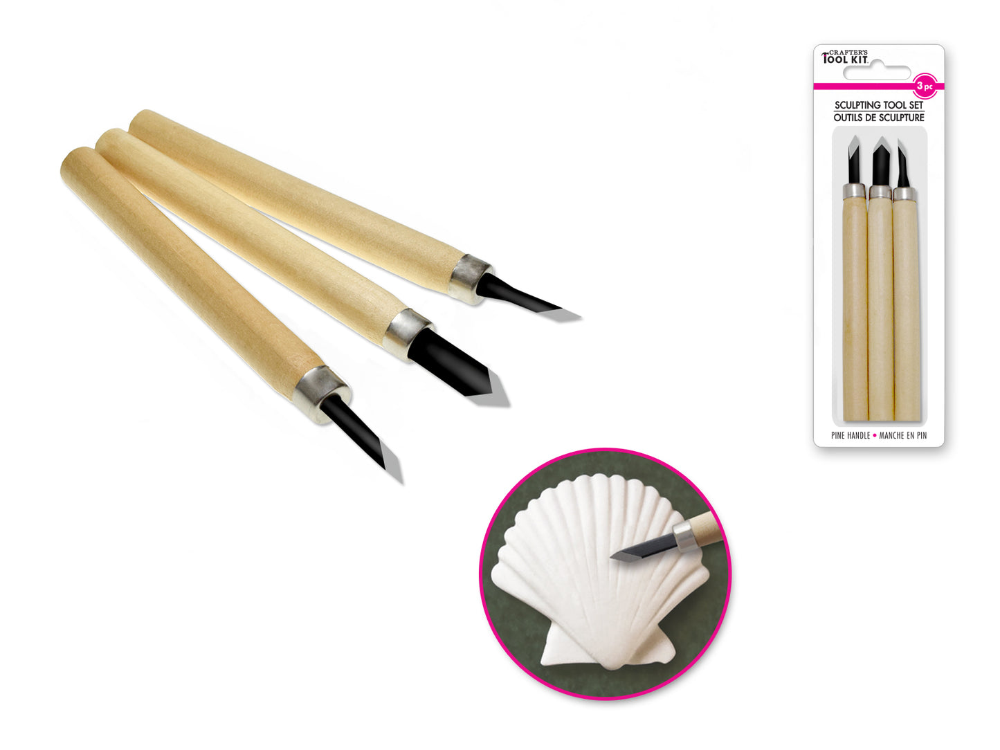 Crafter's Toolkit: Carving/Sculpting/Modelling Tool Set 3pc Asst A) Carve