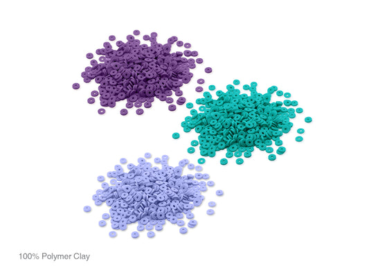 Polymer Clay Beads: 6mm Round Heishi 45g 3-Col 15g ea D) Glam