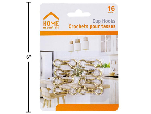 H.E.  16-pc 1" Metal Cup Hooks,  b/c