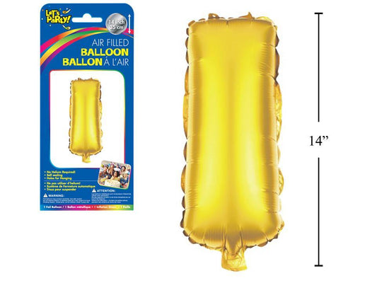 Let's Party "I" Gold Air Filled Balloon,14"