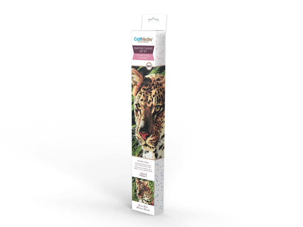 Craft Medley Kit: Diamond Painting Art Kit 15.8"x19.7" w/Gems+Tool+Tray G) Leopard