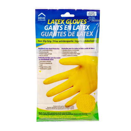 H.E.Rubber Household Gloves, Sz: XL 15 mil, 11.8"L, Flocklined
