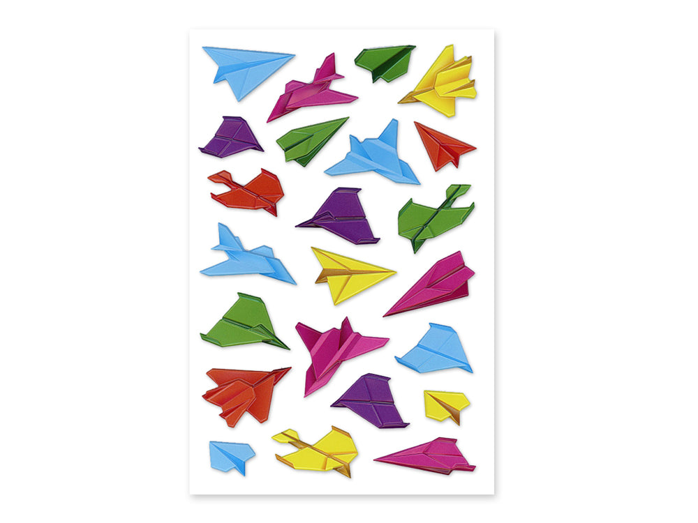 Paper Craft Sticker: 5.7"x9.8" 3D Origami Effects PVC B) Paper Airplanes