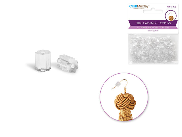 Jewelry Findings: 4mm Tube Fancy Earring Back/Stopper x320 Rubber