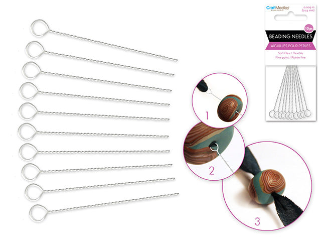 Beading/Jewelry Tool: Flex-Twist Beading Needles Fine x10 .23mm