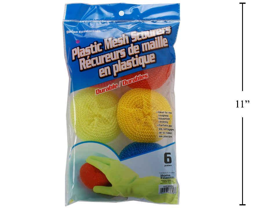 H.E.  6-pc Dlx. Plastic Scourers, opp bag