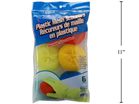 H.E.  6-pc Dlx. Plastic Scourers, opp bag