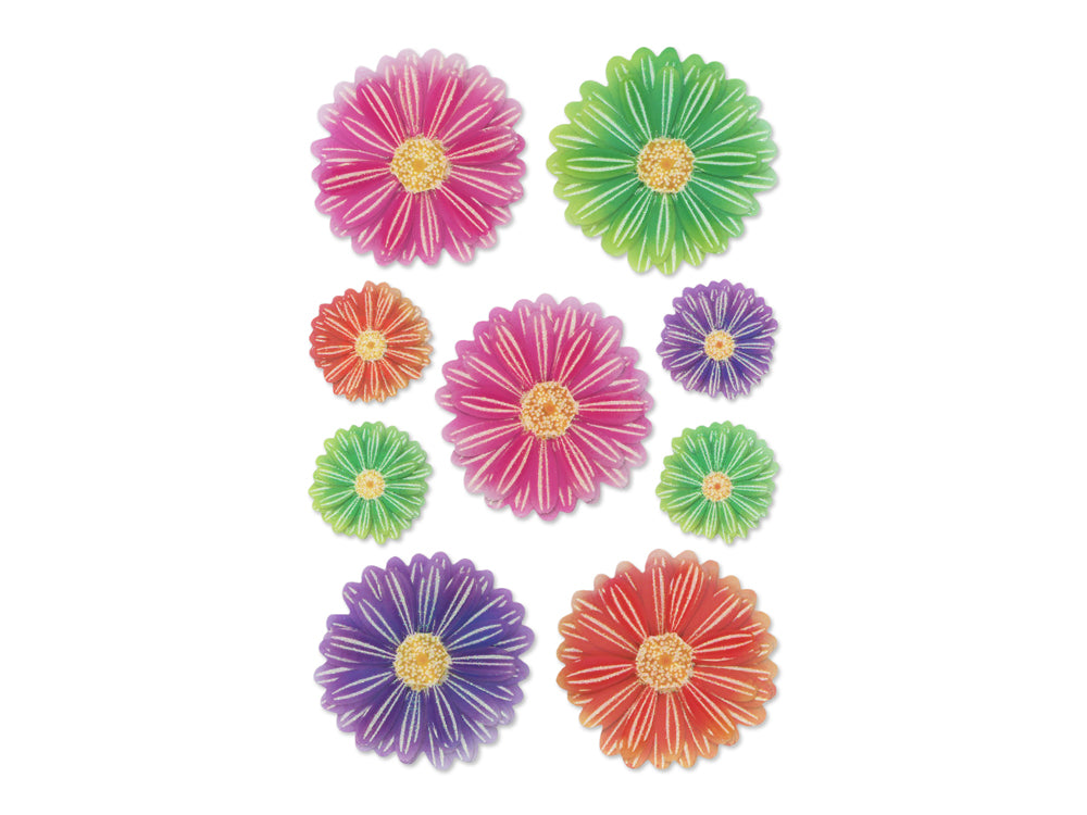 Handmade Sticker: 4.9"x7.3" 3D Glitz A) Gerbera Daisy