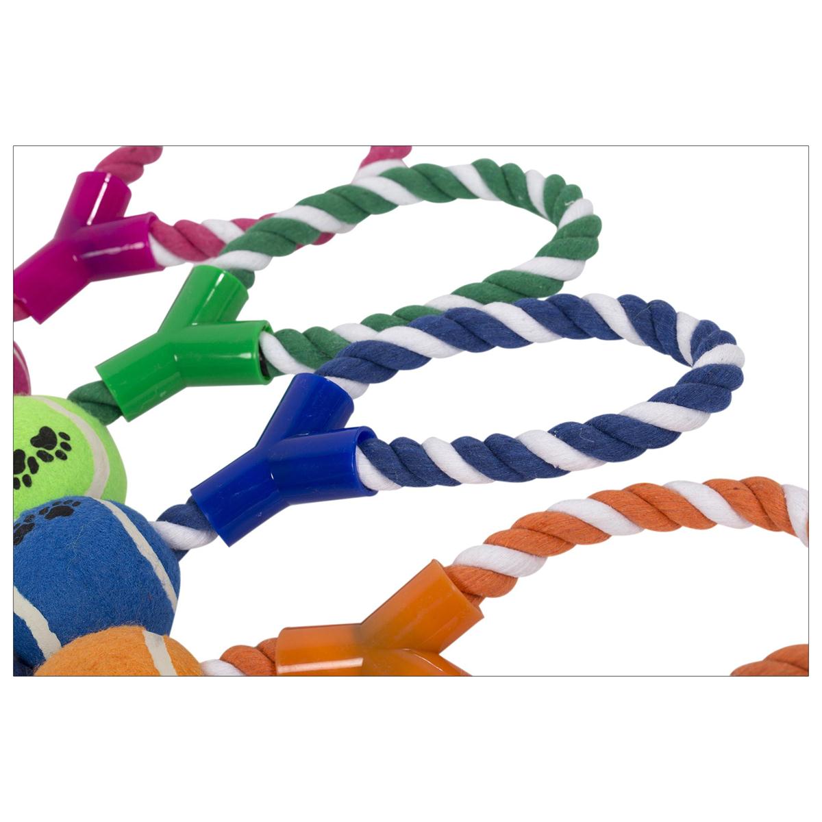 PAWS. 12" Rope Tug Toy w/Ball  4 colours, (A388668)