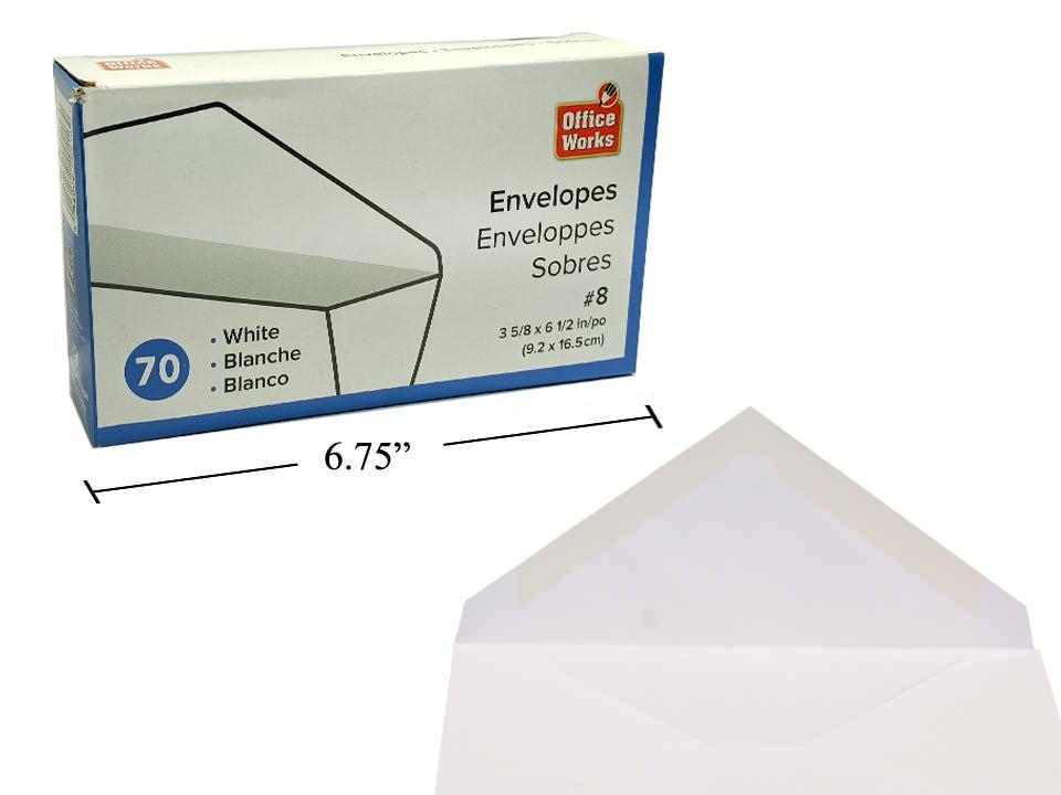 O.WKs. 70-pc #8 White Envelopes,  Boxed (VB37119)