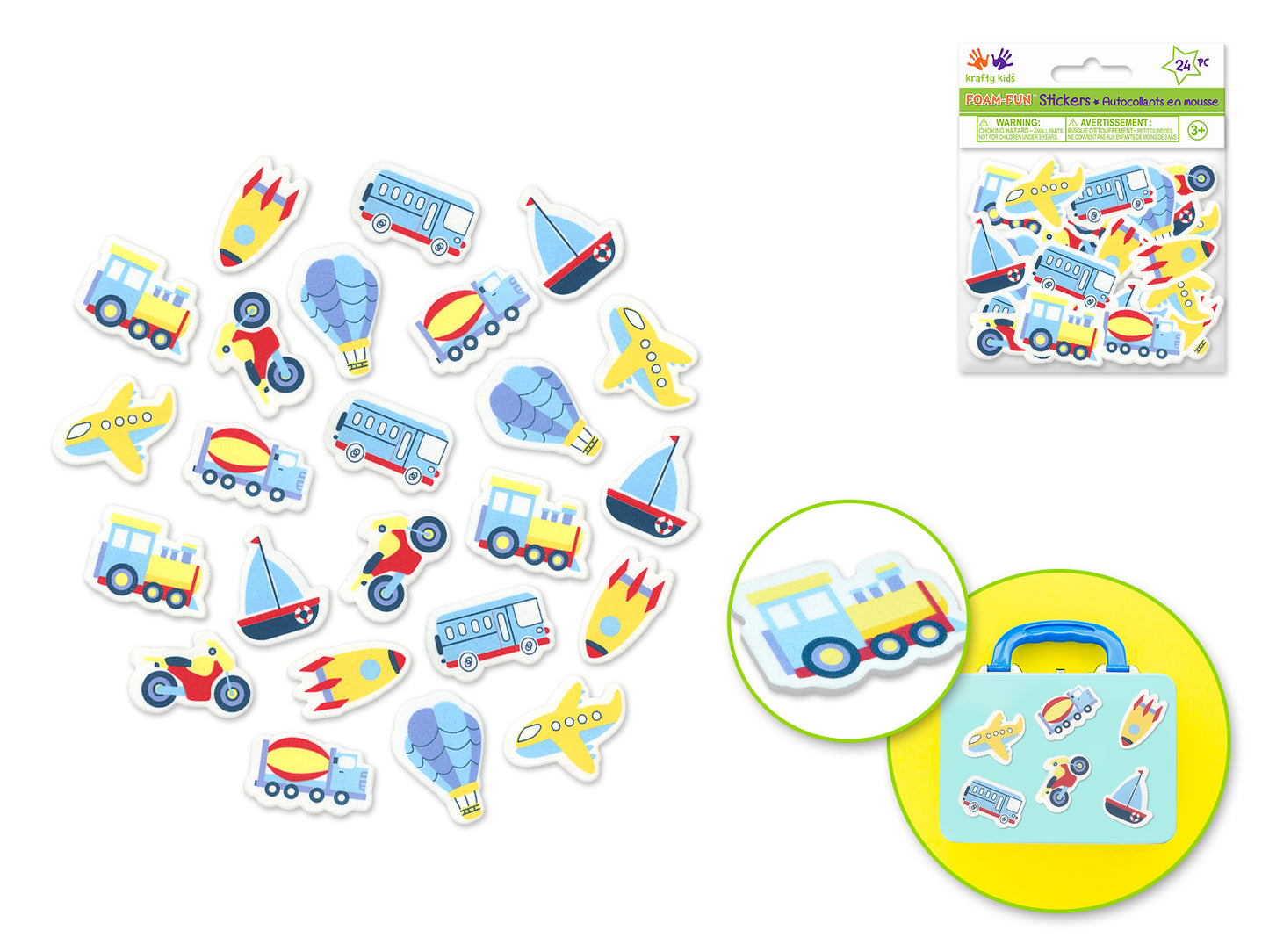 Krafty Kids: Foam-Fun 3D Stickers Themed C) Transport Fun