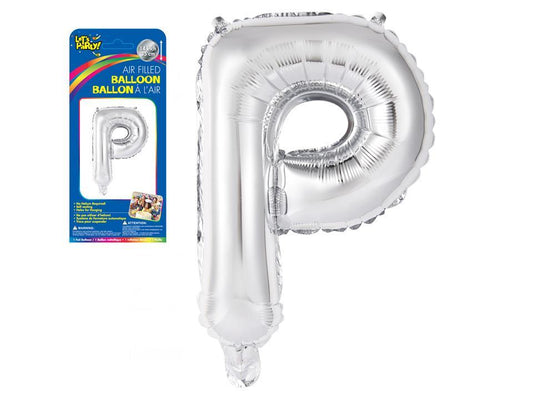 Let's Party "P" Silver Air Filled Balloon, 14"