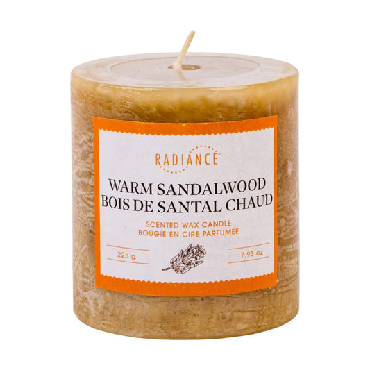 Frosted Scented Pillar Candle, 2.7"x 2.9", Warm Sandalwood
