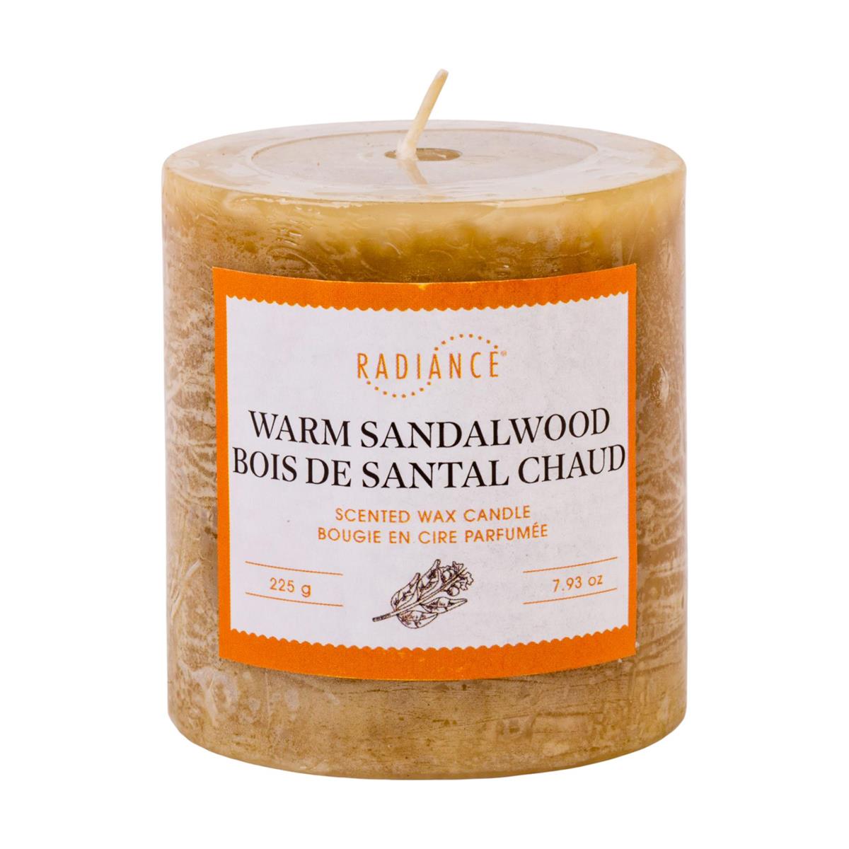 Frosted Scented Pillar Candle, 2.7"x 2.9", Warm Sandalwood