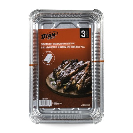 TITAN FOIL 4 LB SHALLOW TAKE OUT CONT./FOLDED LIDS 3/PK