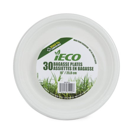 iECO  10" BAGASSE PLATE 30/PK  X 14/CS