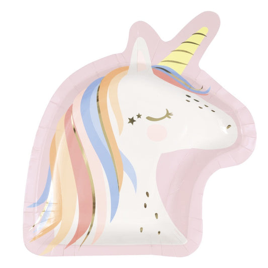Dainty Unicorn Shaped Plates  8ct - Foil Stamping