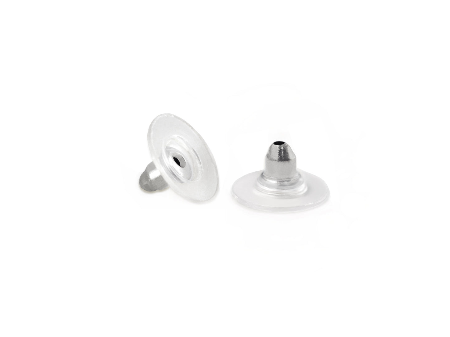 Jewelry Findings: 11mm Clear Flat-Pad Earring Back x14 B) Silver