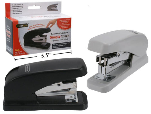 Desk Tech Easy Press Desktop Stapler, 26/6, 2 Clr, bx