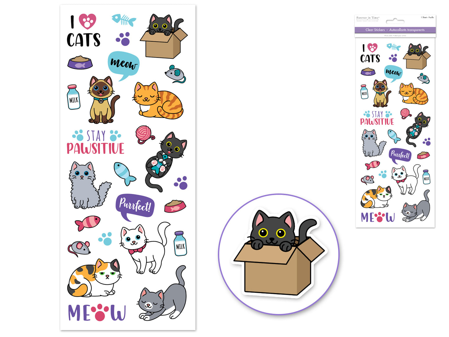 Paper Craft Sticker: 5"x12" Classic Themes 'Clear' Photo Safe 06) Cat Life