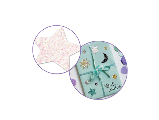 Paper Craft Sticker: 12.5cmx30.5cm Glitter Shapes G) White Stars