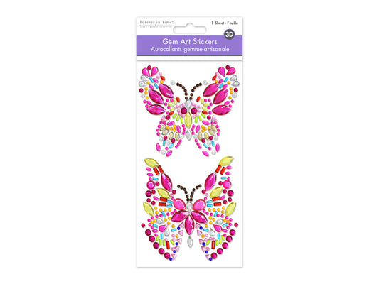 Paper Craft Sticker: 7.9"x3.9" Gem Art D) Butterfly