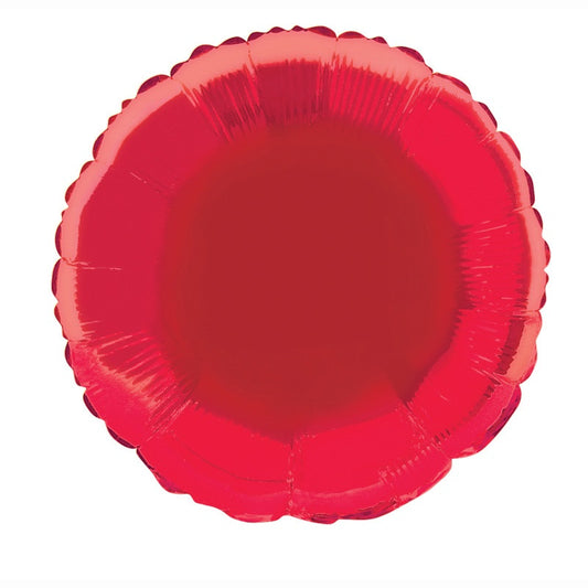 Solid Round Foil Balloon 18"  Packaged - Ruby Red