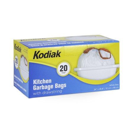 KODIAK DRAWSTRING KITCHEN BAG 24" x 26.8" (610MM X 680MM) 20 BAGS/ROLL