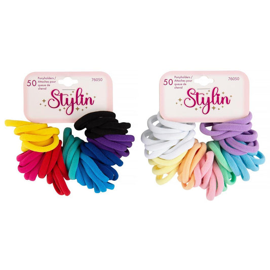 Stylin G, 50-pc Knit Ponyholders, clasp-free, 2 asst, hc