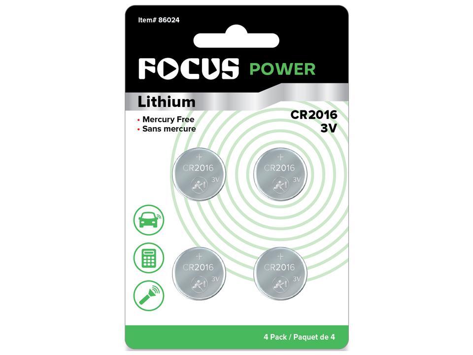 Focus E. 4pcs Coin Cell Battery CR2016, Lithium Mercury Free, B/C
