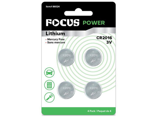Focus E. 4pcs Coin Cell Battery CR2016, Lithium Mercury Free, B/C