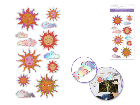 Paper Craft Sticker: 3.9"x7.5" Vinyl Holographic A) Celestial