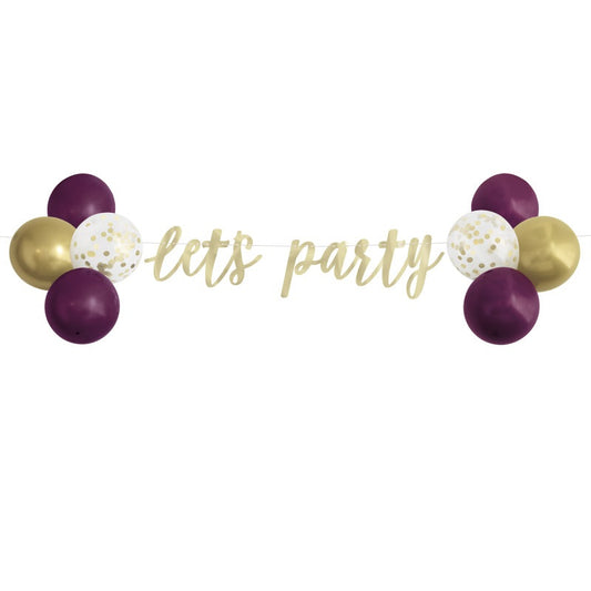 Let's Party Banner  Clear Confetti Balloon & Latex Balloon Kit