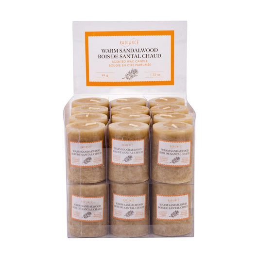 Frosted Scented Votive Candle, 2"H, Warm Sandalwood, 24/PDQ