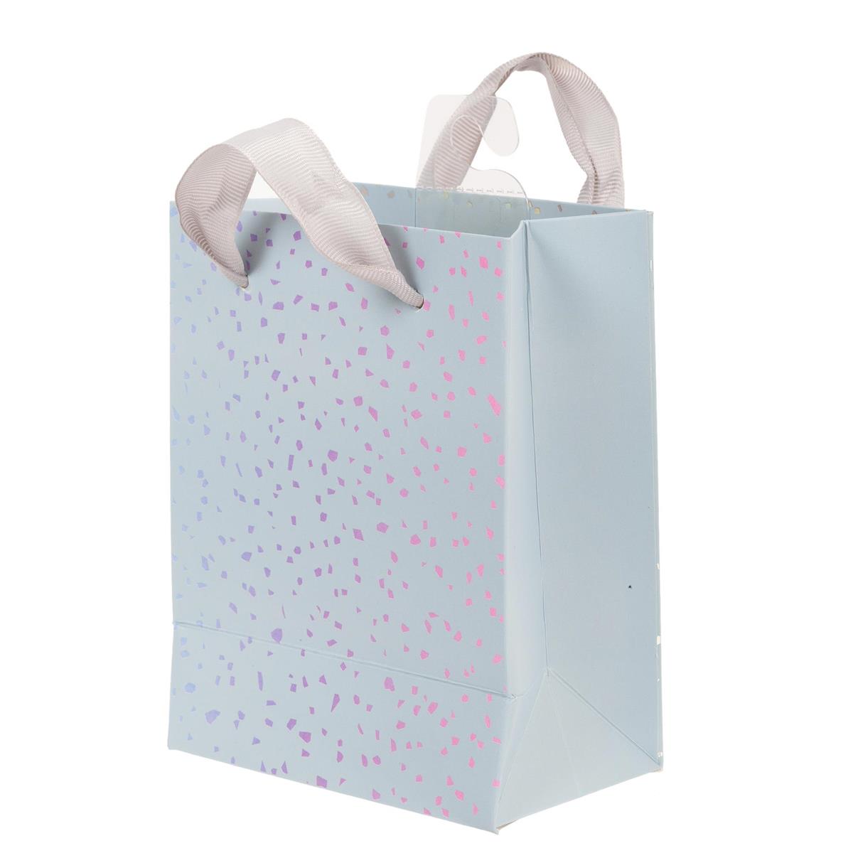 Paper T. DLX Gift Bag, Small, Grey Sparkle, Matte 210GSM, HS Tag +j-hook
