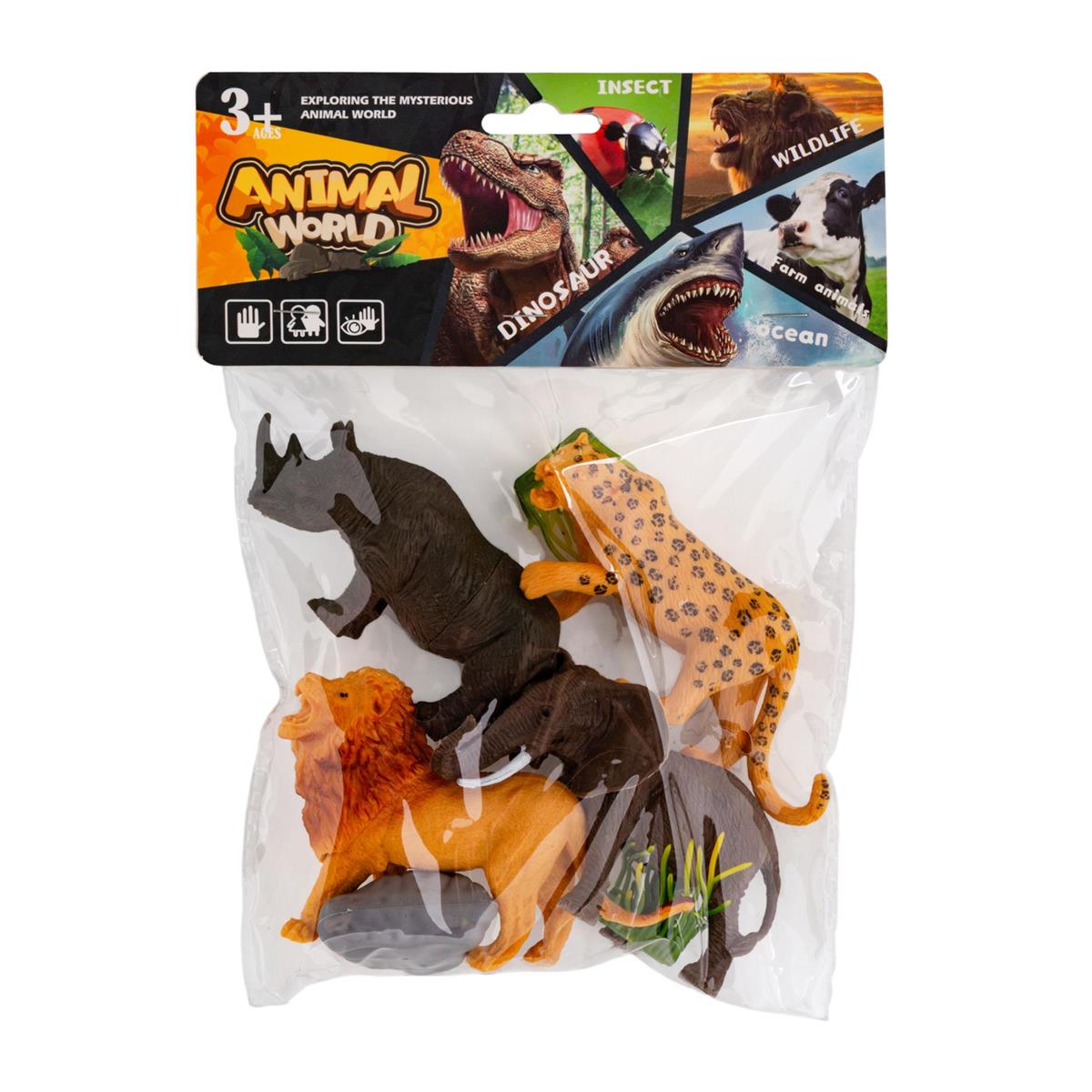 4pcs Wild Animal Toy Figure, 2 Asst., PVC bag w/header