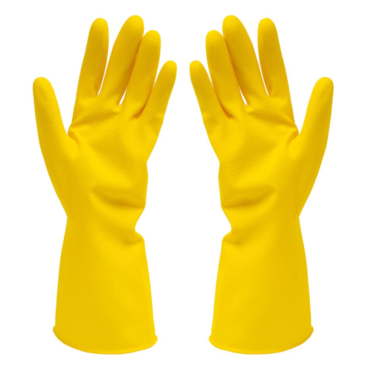H.E.Rubber Household Gloves, Sz: L, 15 mil, 11.8"L, Flocklined (CS)