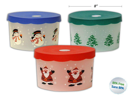 Xmas Frosted Cookie Container, 3asst. Designs