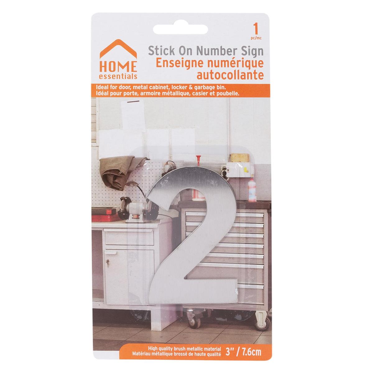 H.E. 3"#2 Adhesive Number Sign, SS B/C