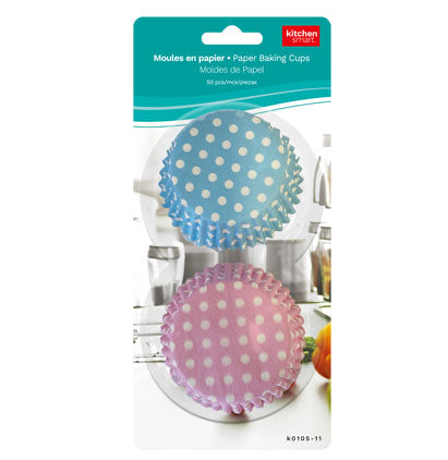 PAPER BAKING CUPS - 50PCS LARGE-2 ASST.DOTS